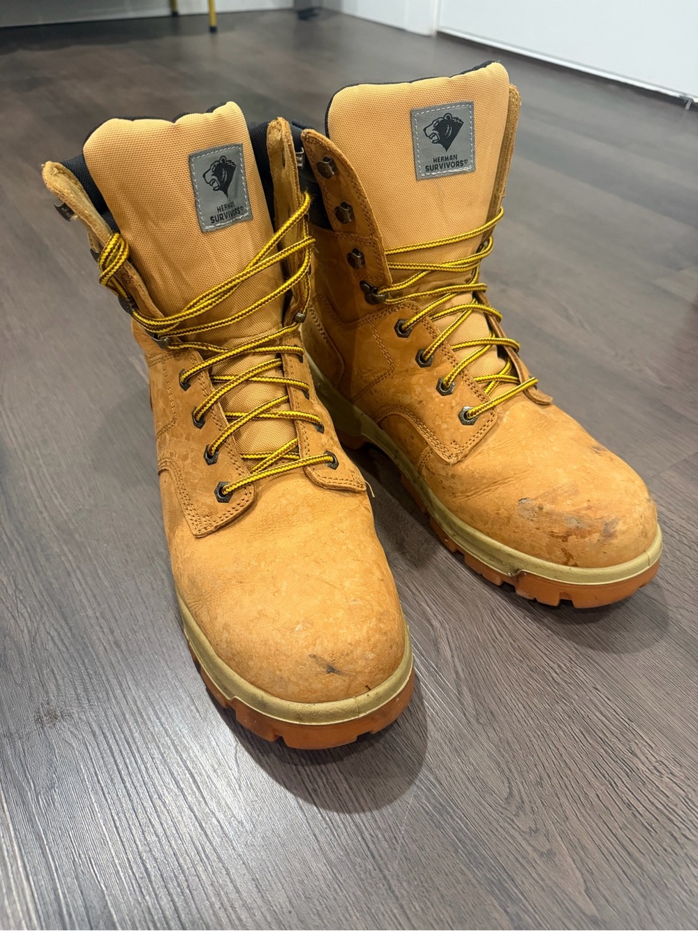 Herman Survivors Men’s Yellow Tan Leather Work Boots 11.5